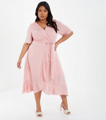 pink wrap dress plus size